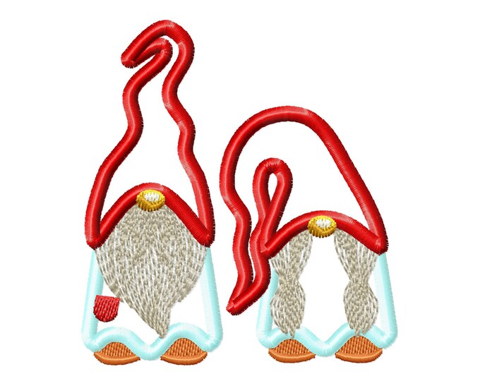 Two gnomes in a row Merry Christmas Gnome Applique machine embroidery designs for hoop 4x4 5x7 8x8 family papa mama dad and mom