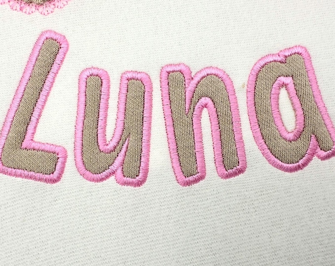 Monogram Applique Font kids baby alphabet rounded letters quick simple machine embroidery designs assorted sizes 2.4 up to 5.5 inches BX