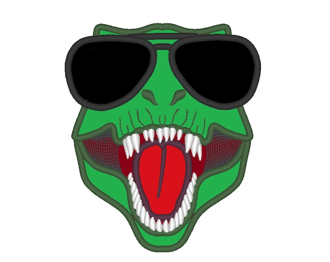 T-rex Dinosaur Face aviator glasses machine embroidery design applique design assorted sizes jurassic world animal trex INSTANT DOWNLOAD