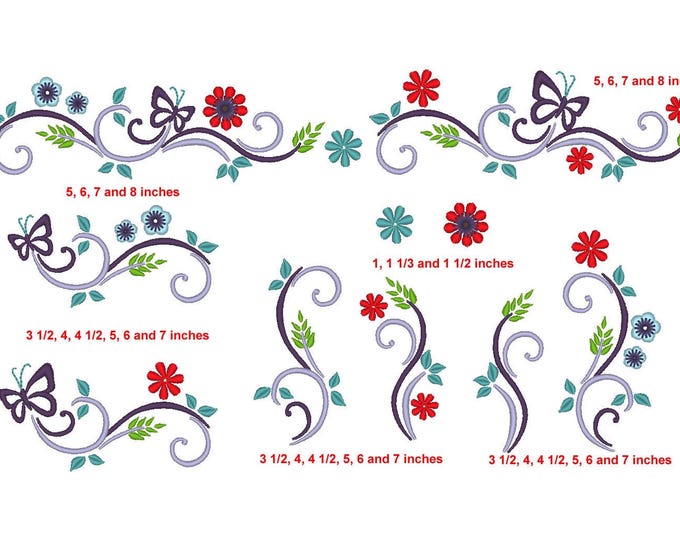 Floral Name Frame Border with butterfly kids girls machine embroidery designs personalisation design multiple sizes for hoop 4x4, 5x7, 6x10