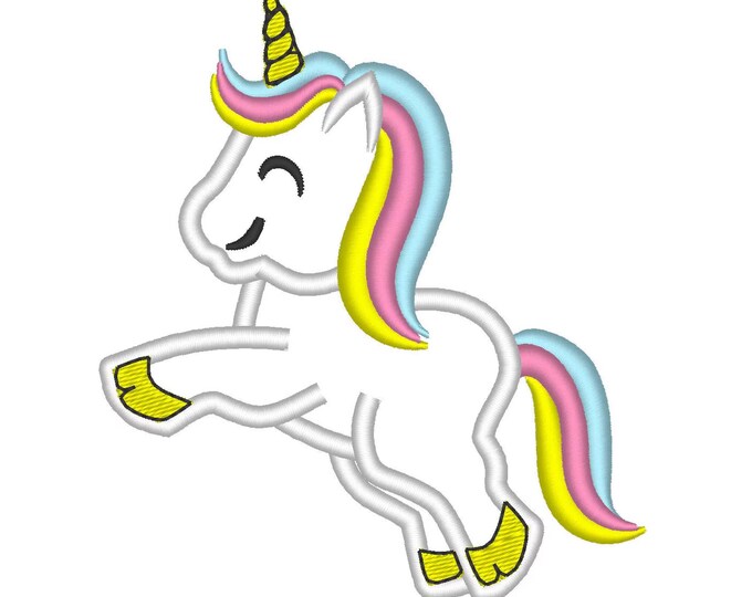 Mini simply Rainbow pony unicorn kids baby lovely animal machine embroidery applique designs sizes for hoop 4x4 and 5x7