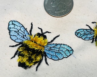 Bumblebee Mini micro Fringed Bee cute honeybee insect machine embroidery designs 1, 1.5, 2in fluffy fur chenille bee fringe in the hoop ITH