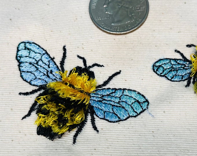 Bumblebee Mini micro Fringed Bee cute honeybee insect machine embroidery designs 1, 1.5, 2in fluffy fur chenille bee fringe in the hoop ITH