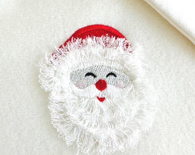 Fringed fluffy beard Santa Claus face Christmas theme Santa machine embroidery designs fur fuzzy chenille design mini sizes 2 up to 3.5 inch