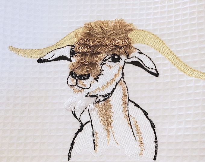 Fringed fluffy Goat hair goat farm animal machine embroidery designs fringe ITH in the hoop sweet fur farm animal Goat with hair