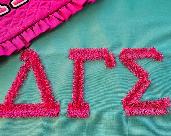 Greek Alphabet Fringed FONT fluffy fur chenille letters machine embroidery designs assorted big sizes from 3 up to 5 inches, BX included