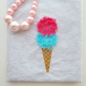 Eiswaffel Fransen Chenille Eiskugeln 2 Eiskugeln Stickdatei Stickdesign für Stickrahmen 10x10, 13x18
