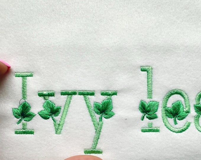 Satin stitch Ivy Leaf Font SET of 2 types Alphabet letters Floral Ivy Leaves Monogram machine embroidery designs mini sizes 1 up to 2 inch