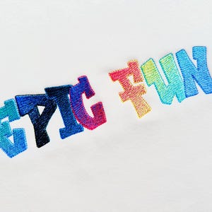 Graffiti street art FONT 2 color alphabet iridescent ombre gradient machine embroidery designs boys Monogram letters sizes 1 up to 3.5 inch
