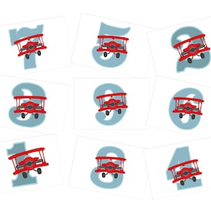 Airplane Birthday numbers SET 1-9 Applique machine embroidery designs kids boy baby Birthday outfit hoop 4x4, 5x7, 6x10 vehicle plane number