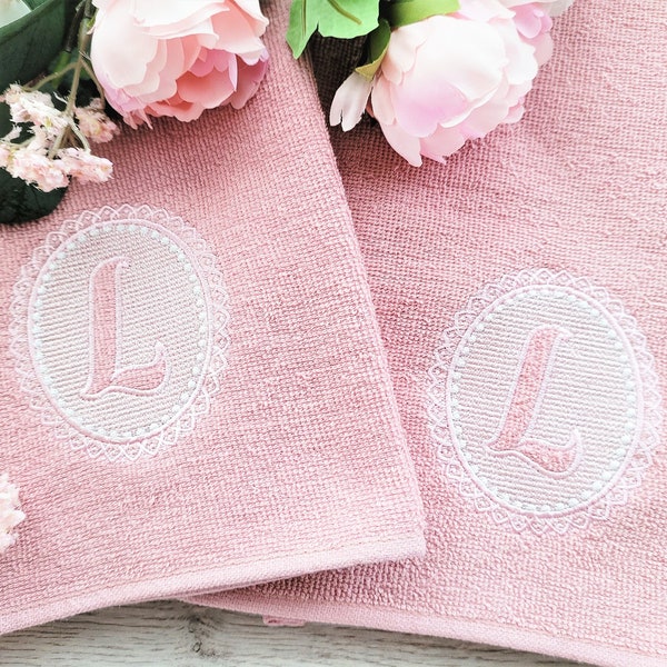 Embossed terry towel lace monogram SET letters A-Z oval lacy circle machine embroidery designs for hoop 4x4, wedding girl birthday gift idea