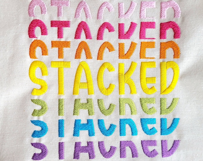 Stacked Font, satin stitch and fill trend alphabet letters, awesome kids name letters machine embroidery designs assorted sizes, BX incl