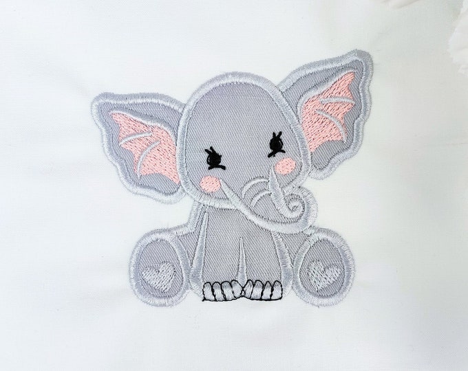 Cute Little Elephant Baby machine embroidery applique designs assorted sizes for hoop 4x4, 5x7, 6x10 adorable animal baby love heart paws