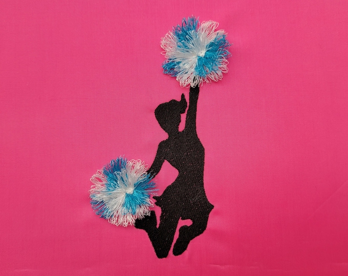 Cheerleader Pom Pom Poms Fringed Fluffy in the hoop machine embroidery designs ITH project awesome fluffy fur Cheerleading Poms dancer girl