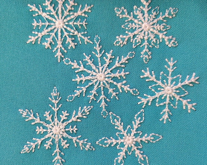 Light 6 snowflakes separate files machine embroidery designs / snowflake mini micro wee sizes 1, 1.3, 1.5, 1.7, 2, 2.5 & 3