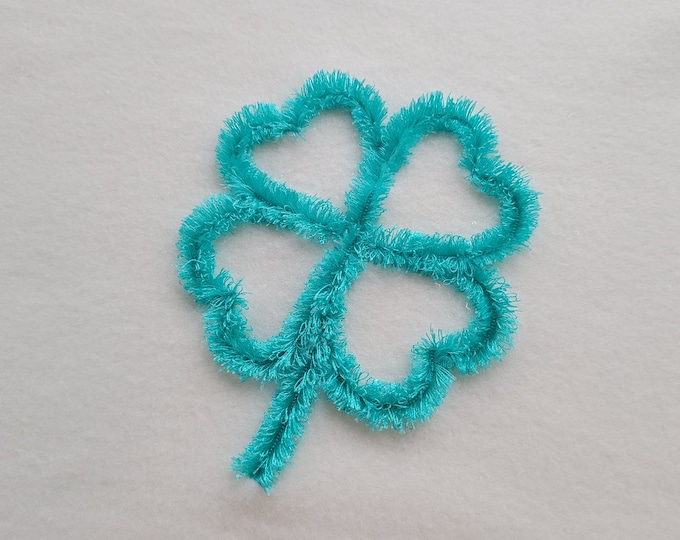 Fluffy Clover four leaf flower Fringed floral shamrock fringe ITH in the hoop machine embroidery designs lucky shamrock St Patricks day