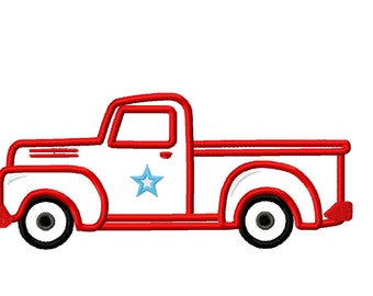 Red truck Vintage station wagon red truck back, truck simply machine embroidery applique designs