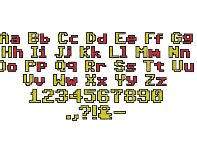 Fill stitch Miner Bricks Pixel Font machine embroidery design alphabet monogram mini pixel font bricks INSTANT DOWNLOAD included BX