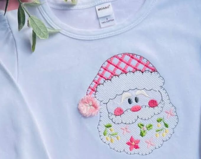 Quick light stitch Santa Claus outline machine embroidery designs Christmas Santa head silhouette line sketch design for hoop 4x4 5x5 6x6