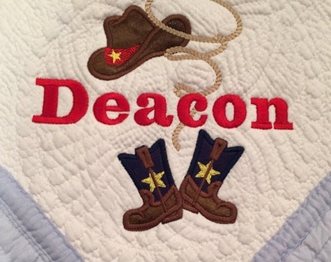 Cowboy baby boy name and font included! - machine embroidery applique designs 4x4, 5x7 INSTANT DOWNLOAD