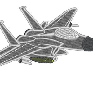 Caccia F-15E - disegni per ricamo a macchina per telai 4x4, 5x7, 6x10 DOWNLOAD IMMEDIATO aereo per ragazzi Strike Eagle aeronautica militare