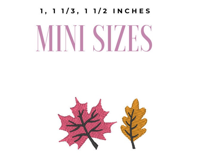 Mini designs micro leaves 2 types mini tiny sizes 1, 1.3 and 1.5 machine embroidery designs for face masks INSTANT DOWNLOAD