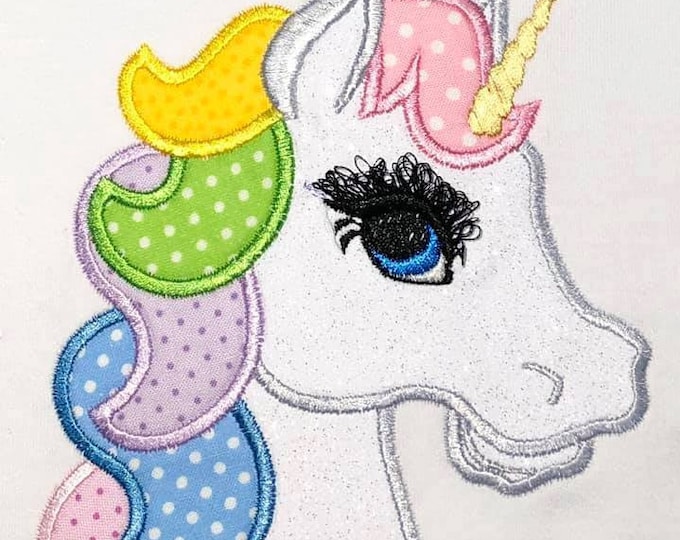 Pretty eyes Unicorn head In the hoop eyes applique machine embroidery designs applique Rainbow unicorn embroidery unicorn face