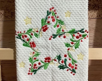 Christmas Star Wreath Xmas Merry Christmas star shape wreath floral sweet home decoration machine embroidery designs sizes 4, 5, 6, 8 inches