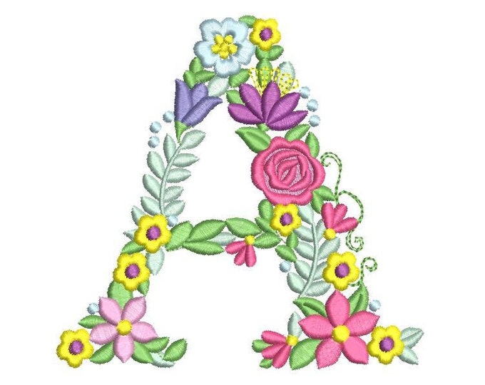 Fraternities & sororities Floral Greek font letter ALPHA, machine embroidery designs 3.5 4 5 6 7 in. INSTANT DOWNLOAD