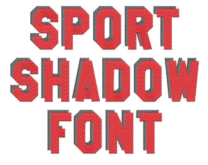 Varsity Collegiate block type Shadow Font fill stitch machine embroidery design sport letters numbers punctuation marks with shadow, BX font