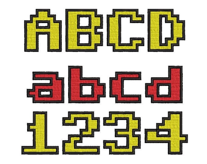 Fill stitch Miner Bricks Pixel Font machine embroidery design alphabet monogram mini pixel font bricks INSTANT DOWNLOAD included BX
