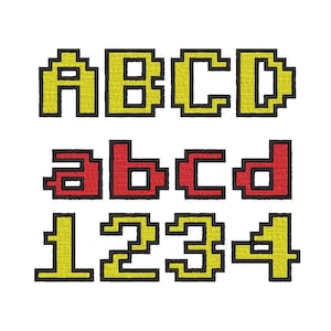 Fill stitch Miner Bricks Pixel Font machine embroidery design alphabet monogram mini pixel font bricks INSTANT DOWNLOAD included BX
