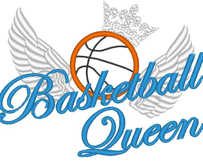 Basketball Queen and Princess SET simply curl graffiti on background - applique machine embroidery designs INSTANT DOWNLOAD hoop 4x4 and 5x7