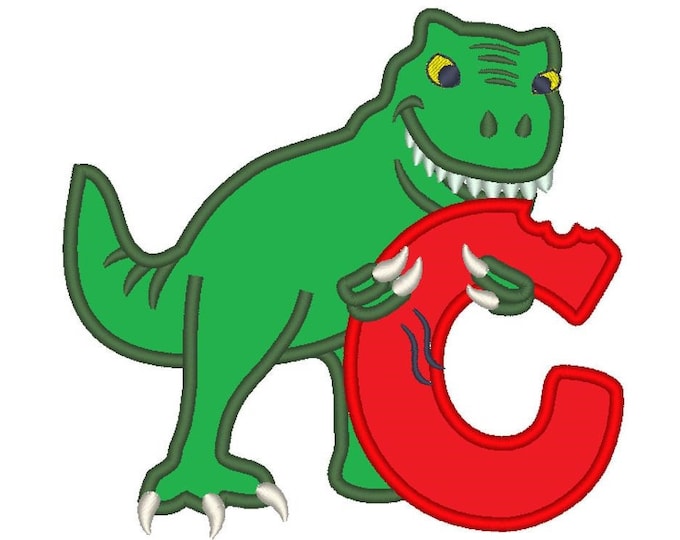 T-rex dinosaur Birthday only one LETTER C machine embroidery Birthday outfit designs - for hoops 4x4, 5x7, 6x10  INSTANT DOWNLOAD