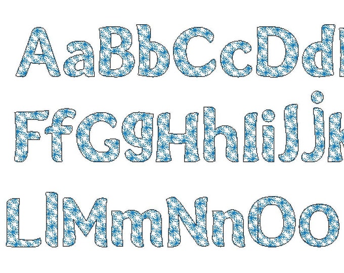 Snow Font light sketch outline machine embroidery font alphabet letters  1.5, 2, 3 and 4 inches BX, vp3, xxx, pes & other embroidery formats