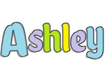 Sketch outline awesome font applique letters machine embroidery designs INSTANT DOWNLOAD