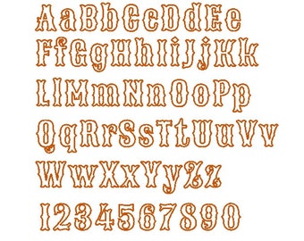 Fishtail applique Font machine embroidery applique designs - cps, letters and numbers 4, 3 and 2 1/2 inches INSTANT DOWNLOAD