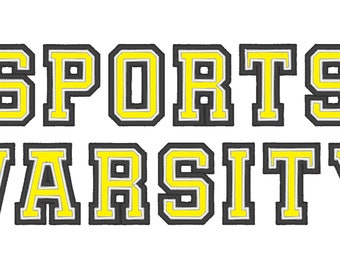 Mini Double outline Athletic Sport High School Team Player embroidery alphabet Varsity Collegiate, Collegiate block Font embroidery applique