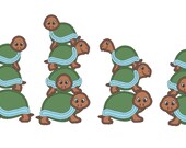 Stack of turtles, 4 types set, machine embroidery applique designs - 5x7 and 6x10 INSTANT DOWNLOAD