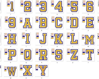 Double two applique Athletic Sport High School Team Players embroidery alphabet Varsity Collegiate, Collegiate block type Font embroidery