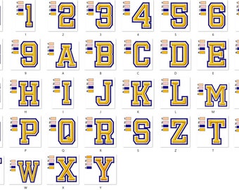 Double two applique Athletic Sport High School Team Players embroidery alphabet Varsity Collegiate, Collegiate block type Font embroidery