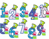 Mad Hatter Tea Party all Numbers INSTANT DOWNLOAD - machine embroidery applique designs 5x7