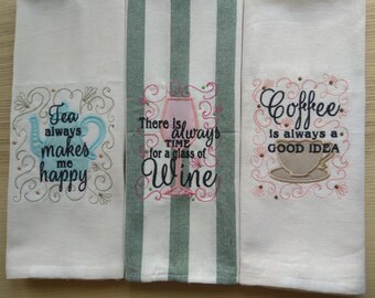 Kitchen towels embroidery designs | Etsy