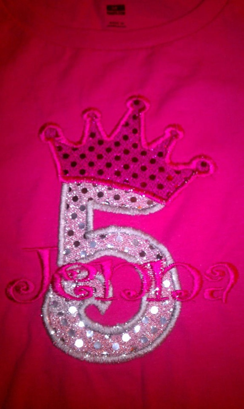 Cute Princess Birthday Crown Numbers INSTANT DOWNLOAD machine embroidery applique design 4, 5 and 6 inches image 4
