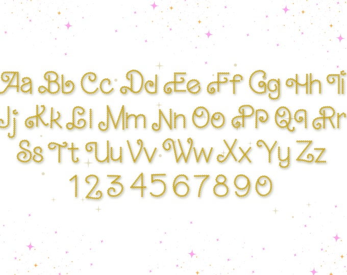 Pearl stitch outline Font machine embroidery designs awesome festive Pearl Monogram alphabet letters & numbers sizes 1.3 up to 3 inches +BX