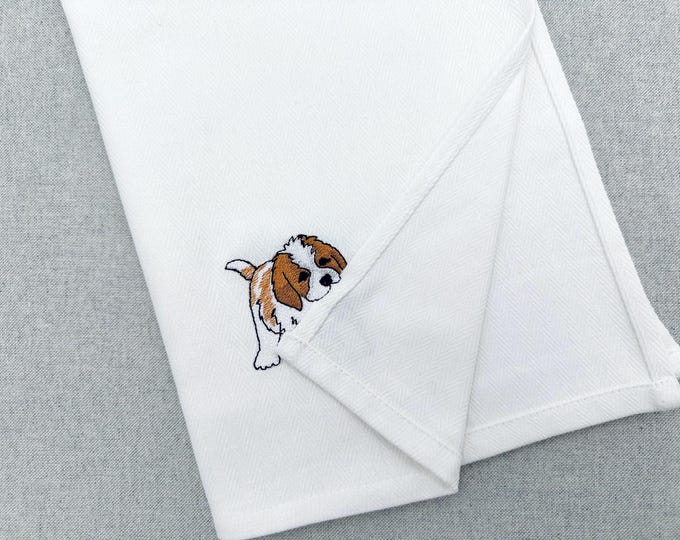 Lovely playing Saint Bernard Puppy Dog Mama kitchen dish towel pet animal kids machine embroidery designs ITH project simply in the hoop