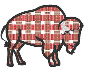 Plaid Bison buffalo Silhouette gingham tartan Machine embroidery applique designs - 4, 5, 6, 7, 8 inches  INSTANT DOWNLOAD
