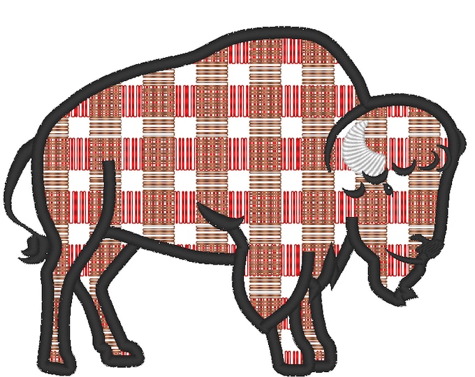 Plaid Bison buffalo Silhouette gingham tartan Machine embroidery applique designs - 4, 5, 6, 7, 8 inches  INSTANT DOWNLOAD