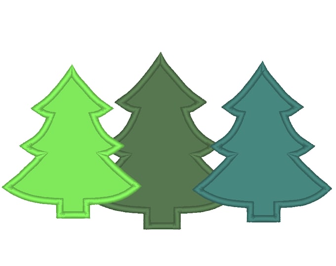 Woodlands Tree Trio Applique Triple Applique design 3 Christmas tree in a row embroidery designs 4x4 5x7 6x10