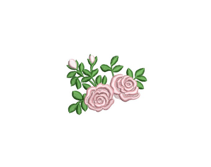 Accent mini Rose flower bouquet light stitch machine embroidery designs kids baby girls outfit embellishment mini sizes 2.5 up to 4 inch